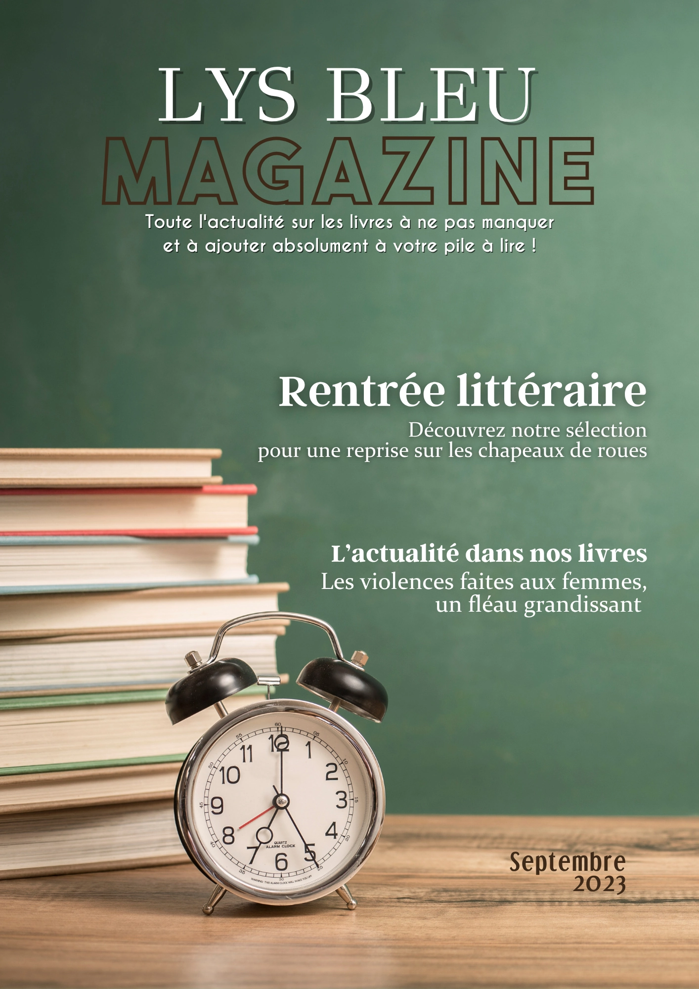Couverture du Lys Bleu Magazine de septembre 2023 : rentrée littéraire