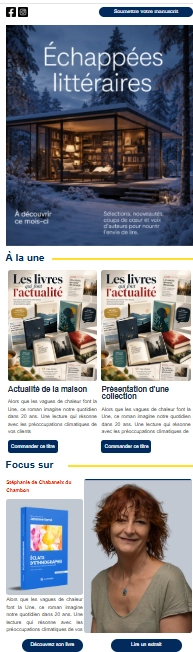 Infolettre Échappées littéraires : à la une et focus sur un auteur