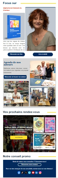 Extrait d’une infolettre : focus sur un auteur, agenda des auteurs et prochains rendez-vous
